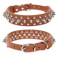 thumbnail image 1 of Spiked Studded Rivet Leather Dog Collar for Cats Puppy Small Medium PetsBrownM 42*2.5CM, 1 of 8