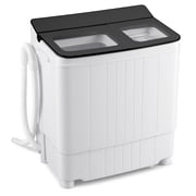 Costway 18 lbs Mini Laundry Machine with 11 LBS Washer&7 LBS Spinner Combo, Twin Tub Washer Gray & White
