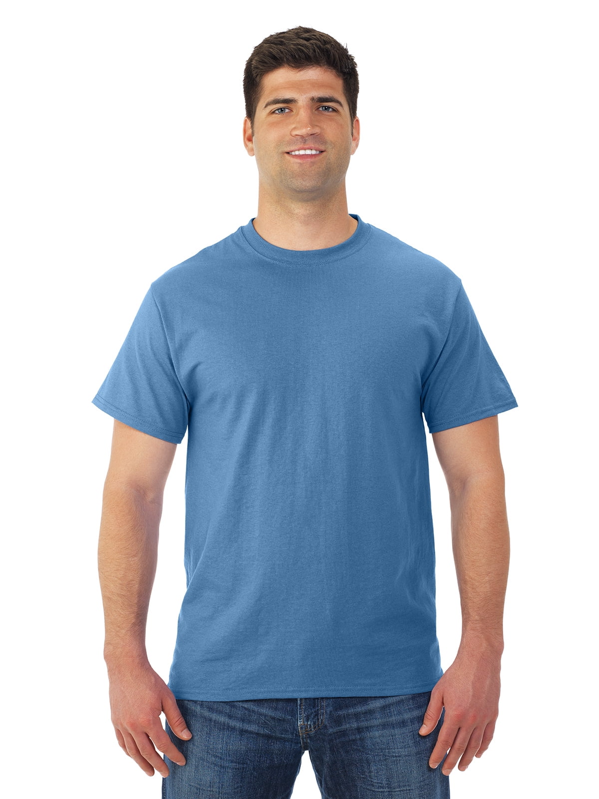Jerzees Mens DRI-POWER Active Short Sleeve Crew T-Shirt, L, Columbia Blue