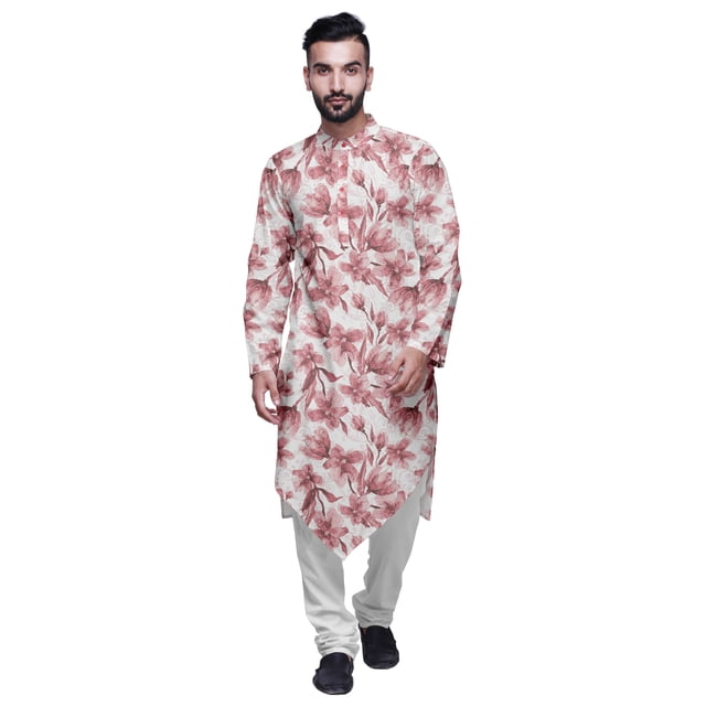 Atasi Kurta à Manches Longues de Designer pour Garçons, Kurta Décontractée Imprimée en Coton Flex