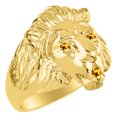 thumbnail image 3 of RYLOS Gold Plated Silver Lion Head Ring Color Stone Birthstones Eyes and Mouth Fun Designer Rings Citrine Jewelry Size 6, 3 of 8
