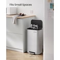 thumbnail image 3 of Kitchen Trash Can, 8-Gallon (30 L) Garbage Can with Lid, Stainless Steel, Soft Close and Stays Open, Inner Bucket, Wide Non-Slip Pedal, Metallic Silver, 3 of 6