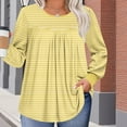 thumbnail image 2 of Lmnyox Hauts Grande Taille pour Femmes, Manches Longues Surdimensionnées, Col Rond, Chemises Plissées, Blouses Décontractées Mode, 2 of 6
