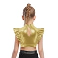 thumbnail image 2 of Hansber Hauts Courts à Volants pour Filles, Patchwork en Maille Brillante, Danse de Rue Hip Hop, Costume de Performance Or 6, 2 of 5