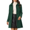 thumbnail image 1 of INSPIRE CHIC Manteau Long d'Hiver pour Femme à Col Peter Pan, à Simple Boutonnage, Uni Vert Foncé TP, 1 of 5