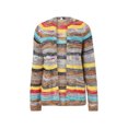 thumbnail image 1 of Fortune Women Rainbow Striped Knit Cardigan Long Sleeve Open Front Sweater S-3XL, 1 of 6