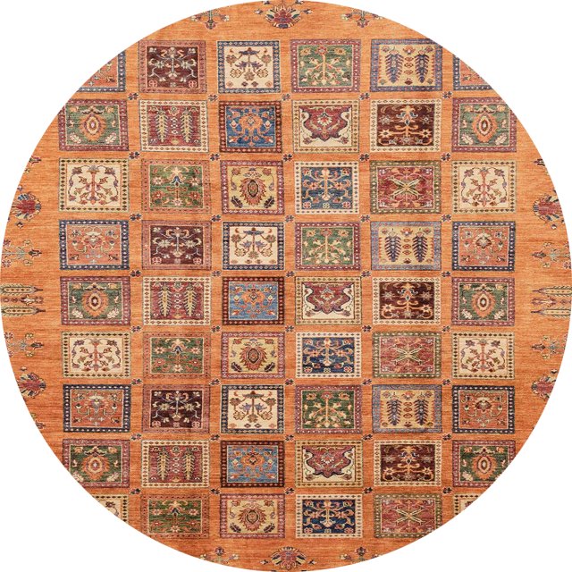 Ahgly Company Tapis d'Intérieur Ronds Abstraits Orange Tapis de Zone Abstraits, 4 Pieds Rond