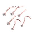 thumbnail image 3 of 6Pcs Tiny Bone Studs Nose Piercing Jewelry Stainless Steel Nose Screws Rings Set Rose Gold, 3 of 9