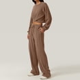 thumbnail image 3 of Timegard Womens Sweatsuit 2 Piece Long Sleeve Crop Tops and Elastic Waisted Straight Leg Pants Athletic Running Sets, 3 of 6