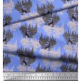 thumbnail image 3 of Soimoi Blue polyester Crepe Fabric Wolf & Landscape Nature Printed Fabric 1 Yard 52 Inch Wide, 3 of 5