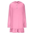 thumbnail image 4 of NTACZA Robe Fille à Manches Longues à Capuche Mignonne Robe Chandail Quart de Fermeture Éclair Ourlet à Volants Coupe Droite Mini Robe pour Ado 7 Ans, 4 of 9