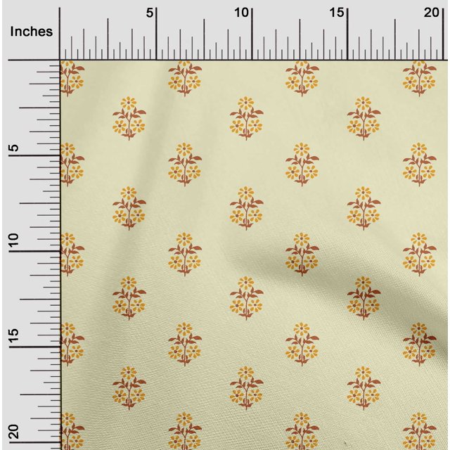 oneOone Polyester Lycra Fabric Leaves & Floral Block Print Fabric By The Yard 56 Inch Wide