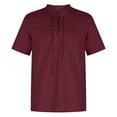 thumbnail image 1 of EQWLJWE Chemise d'Été pour Hommes Hauts de Mode pour Hommes Rétro Couleur Unie Ample Décontractée Chemise à Manches Courtes Hauts à Manches Courtes pour Homme, 1 of 7
