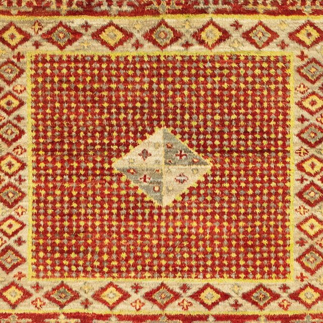 Ahgly Company Tapis d'Intérieur Carrés Abstraits Orange Tapis de Zone Abstraits, 7 Pieds Carré