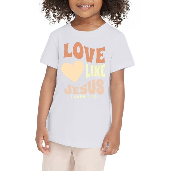 TIEVOSA Girl's Graphic Print Tee Shirt Round Neck Short Sleeve T Shirts Summer Cute Trendy Tops Clothes for 3-4 Years(White)