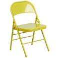 thumbnail image 1 of HERCULES COLORBURST Series Twisted Citron Triple Braced & Double-Hinged Metal Folding Chair, 1 of 9