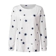 thumbnail image 3 of LUXUR Tee-Shirt Femme Col Rond T-shirt Manches Longues T-shirt Chandail en Molleton Pull Imprimé Étoiles Blanc TTG, 3 of 6