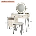 thumbnail image 4 of Giantex Ensemble de Coiffeuse avec Miroir Éclairé, Table de Maquillage Moderne avec Armoire de Rangement, Luminosité Réglable et Écran Tactile pour Chambre, Blanc, 4 of 10