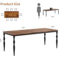 thumbnail image 2 of 71" Dining Table for 4-8, Farmhouse Rectangular dinner Table with Sturdy Metal Legs Scratch Water Resistant 30mm Thick Tabletop, Rustic Kitchen Dining Room Table (Only Table), Retro Black, 2 of 8