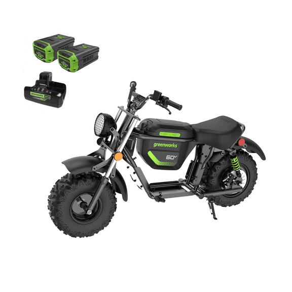 Greenworks Mini-Vélo Électrique 60V 19 Pouces Série STEALTH, Batteries 8,0ah (2) et Chargeur Rapide à Double Port Inclus