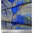 thumbnail image 2 of Soimoi Modal Satin Fabric Peacock Feather Print Fabric by the Yard 42 Inch Wide, 2 of 3