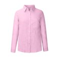 thumbnail image 4 of Chemise à Manches Longues Femme Chemise Unie Col en V Blouse Ample Manches Longues Tunique Décontractée de Travail avec Poche Robe à Manches Longues Femme Hauts Col en V pour Femme, 4 of 5