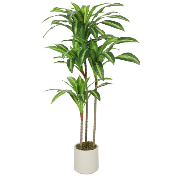 HOMCOM Arbre de Dracaena Artificiel de 4 Pi, Plante Factice Réaliste pour la Déco de la Maison