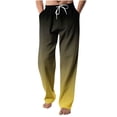 thumbnail image 2 of RXIRUCGD Men's Fashion Drawstring Elastic Waist Gradient Color Casual Length Pants, Yellow, Size: 3XL, 2 of 4