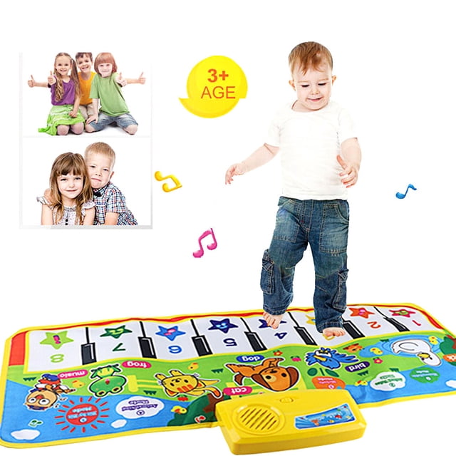 DPTALR Tapis de Gym Musical avec Clavier de Jeu et Chant pour Enfants, un Tapis de Jeu Coloré pour Bébé avec illustrations d'Animaux, Touches de piano et Caractéristiques Musicales Interactives. un Enfant Se Tient sur le Tapis, Captivant avec Ses Éléments Éducatifs et Sensoriels. Conçu pour 3 Ans et Plus, Fait de PVC durable et de Composants Électroniques, Alimenté par 3 Piles AA (Non Incluses).