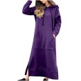 thumbnail image 2 of Gspmoly Robe d'Été, Mode pour Femmes Col Rond Hiver Chaud Couleur Manches Longues Poche Longue Robe Robes de Cocktail Offres Prime, 2 of 6