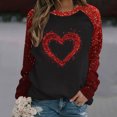 thumbnail image 2 of Penkiiy T-Shirt Ample à Manches Longues pour Dames Col Rond Confortable Hauts Slim Saint-Valentin Quotidien Grande Taille Imprimé Cœur S Rouge, 2 of 4