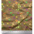 thumbnail image 1 of Soimoi Brown Rayon Fabric Leaves,Insect & Floral Artistic Print Sewing Fabric BTY 42 Inch Wide, 1 of 3