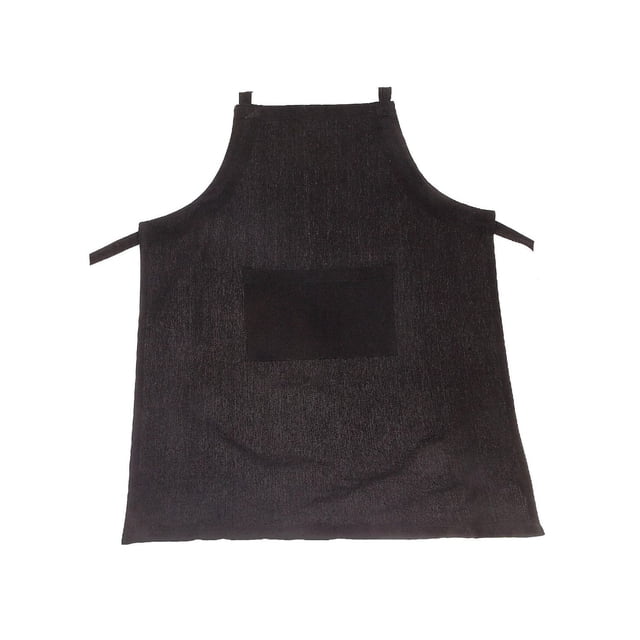 Tablier en Polycoton avec Poche Noir, à Plat avec Attaches au Cou et à la Taille Visibles, Fabriqué en Tissu Texturé en Polycoton Mesurant 28 X 34 Pouces, Idéal pour le Linge de Cuisine pour Protéger les Vêtements pendant la Cuisson et Convient pour Tenir de Petits Ustensiles dans la Poche avant.