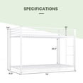 thumbnail image 3 of Gymax Twin Over Twin Bunk Bed Frame Platform W/Guard Rails & Side Ladder White, 3 of 10