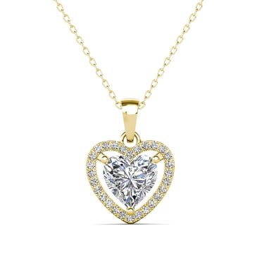 Cate & Chloe Amora Collier Pendentif Cœur Plaqué Or Jaune 18k avec Diamants Simulés pour Femmes