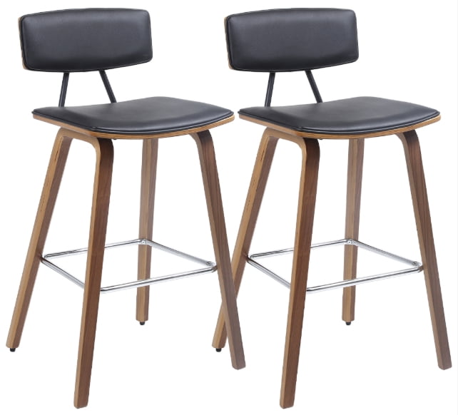 2 Pack Vintage Wood Bar Stools with Back and Foot Ring, 27" Counter Height Barstools Pub Dining Chair Kitchen Island Stool