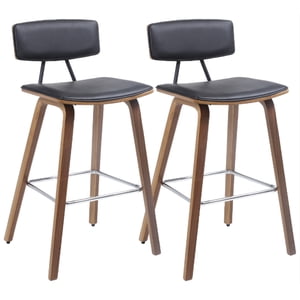 2 Pack Vintage Wood Bar Stools with Back and Foot Ring, 27" Counter Height Barstools Pub Dining Chair Kitchen Island Stool