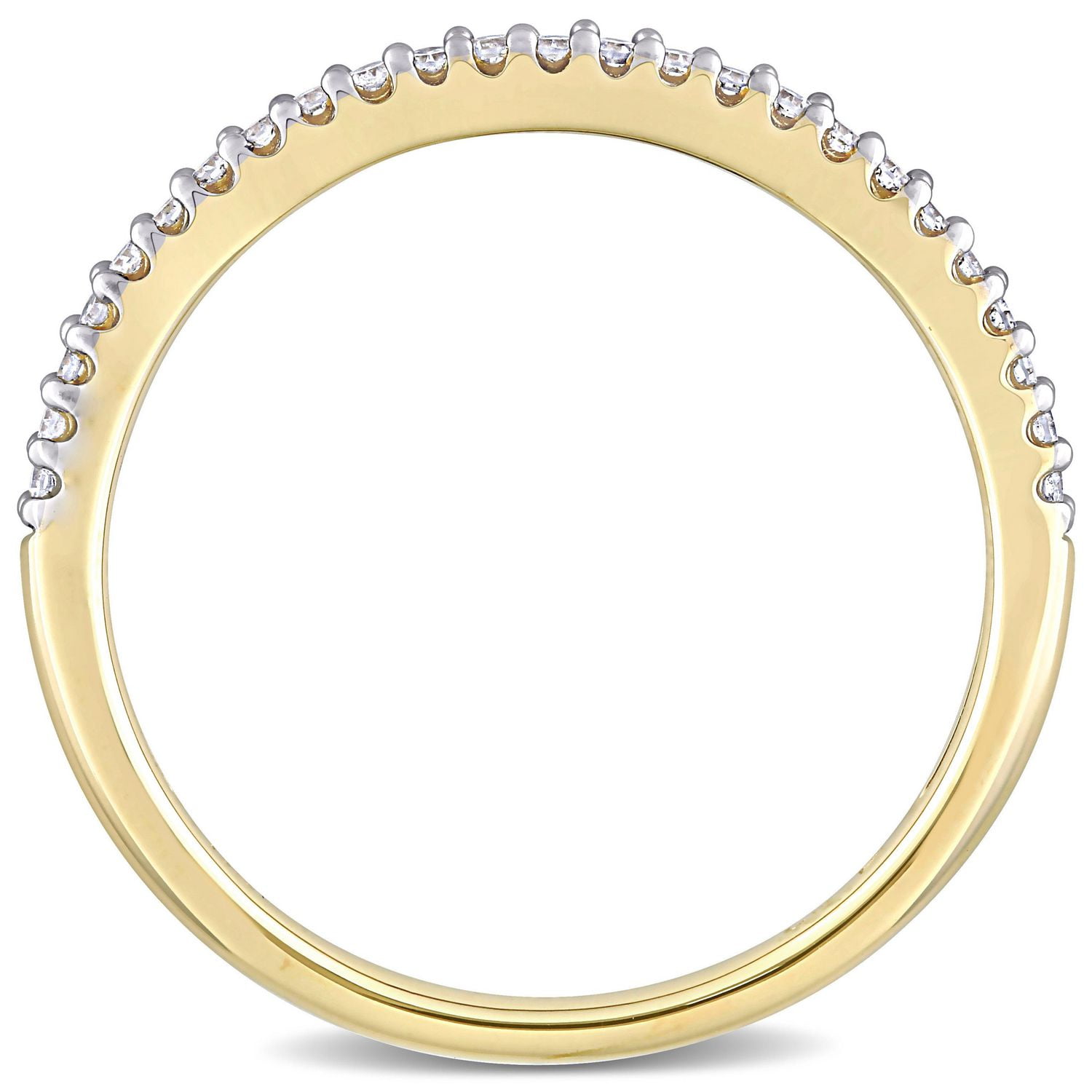 Miabella Bande de mariage en or jaune 14K avec diamant 1/8 carat P.T.