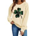 thumbnail image 3 of SDNall Chandail à Manches Longues pour Femmes, Imprimé Trèfle de la Saint-Patrick, Tunique Décontractée Ample à Col en V, 3 of 6
