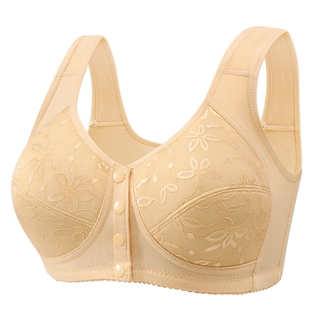 VEKDONE Woman's Embroidery Thin Style Ventilate Large Size Bra Without Steel Rim Beige 36