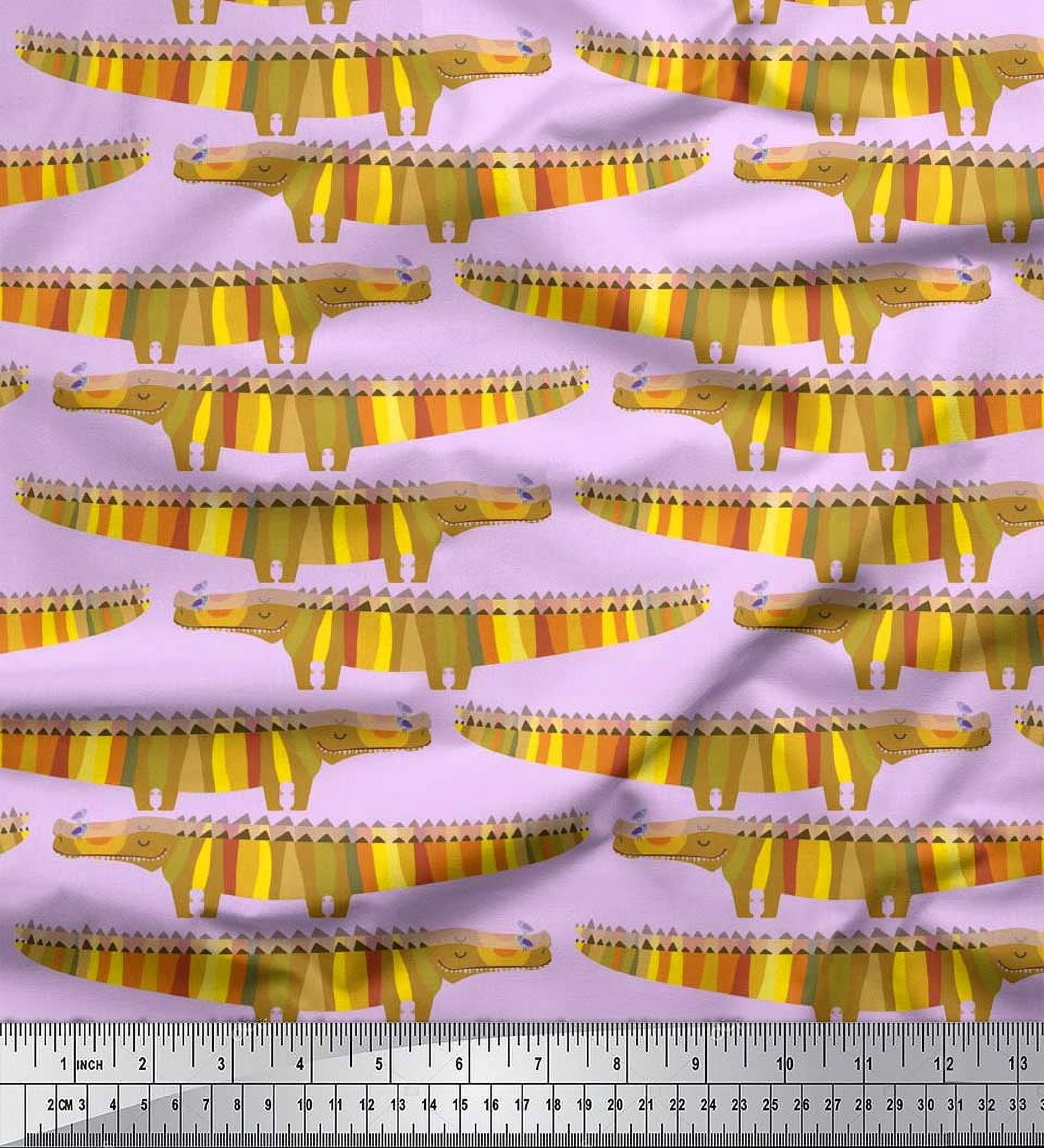 Soimoi Silk Fabric Crocodile Kids Decor Fabric Printed Yard 42 Inch Wide