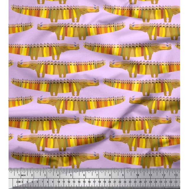 Soimoi Cotton Duck Fabric Crocodile Kids Printed Craft Fabric by The Yard 42 Inch Wide