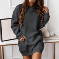 thumbnail image 1 of BADHUB Liquidation de Chandails à Capuchon pour Femmes Robe à Capuchon Surdimensionnée à Manches Longues avec Cordon, Robe Chandail à Capuchon de Couleur Unie Tunique Décontractée Ample avec Poches Offres des Fêtes, 1 of 5