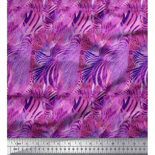 Soimoi Purple Georgette Viscose Fabric Leopard & Wild Animal Skin Decor Fabric Printed BTY 42 Inch Wide