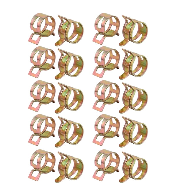 Unique Bargains 20 Pcs Collier de Ressorts 14mm pour Tuyau de Carburant, Ton Bronze