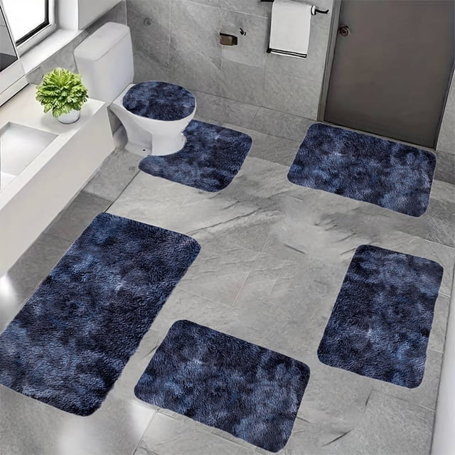 EGNMCR Area Rug, Rugs for Bedroom, New Mixed Color Bath Mats 6 Set Whole Room 6 Pcs Toilet Mats Universal Soft Comfort Water Absorption Non Slip Thick Machine Washable Easy To Dry Dark Carpets Suits