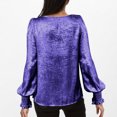 thumbnail image 4 of Hauts à Manches Longues pour Femmes, Blouse Décontractée Mode à Col Rond, Chemise Unie à Volants, T-Shirt Basique pour l'Automne, Tenue de Tous les Jours, Tenues de Bureau et de Fête, 4 of 7
