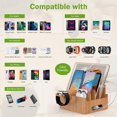 thumbnail image 3 of Pezin & Hulin Bamboo Charging Stations, Cell Phone Organizer for Multiple Devices, Tablets, Smart Watch, Included 5 Port USB Charger, Pack 5 Cables, 3 of 7