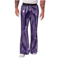 thumbnail image 2 of Men Solid Casual Slack And Tight Waist Stage Performance Sequined Pants Nightclub Style Flared Pants, 2 of 9