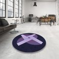 thumbnail image 4 of Ahgly Company Tapis d'Intérieur Rond Lavable en Machine Transitionnel Bleu Nuit, 3 Pieds Rond, 4 of 7